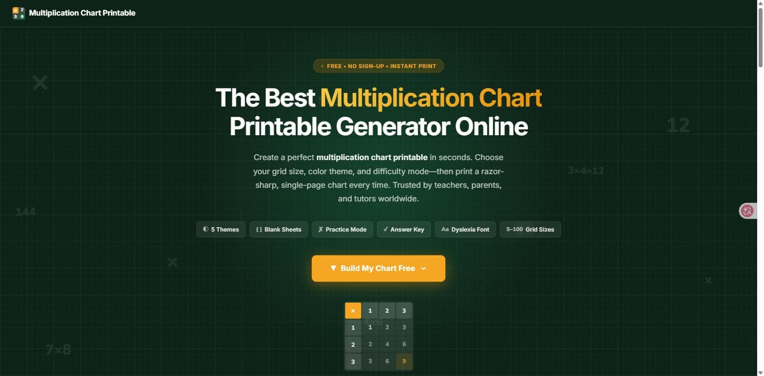 Multiplication Chart Printable logo
